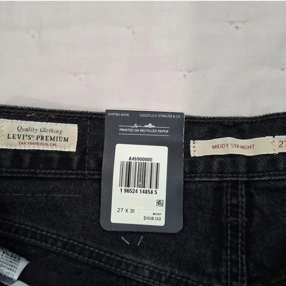 Levi's Premium Middy Straight In No Service Sz 27 Nwt - Picture 9 of 12